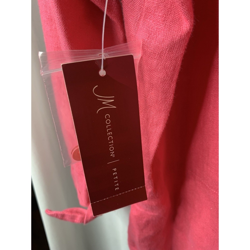 Women's 16P JM Collection Pink 100% Linen 3/4 Sleeve Button Shirt NWT - Picture 5 of 11